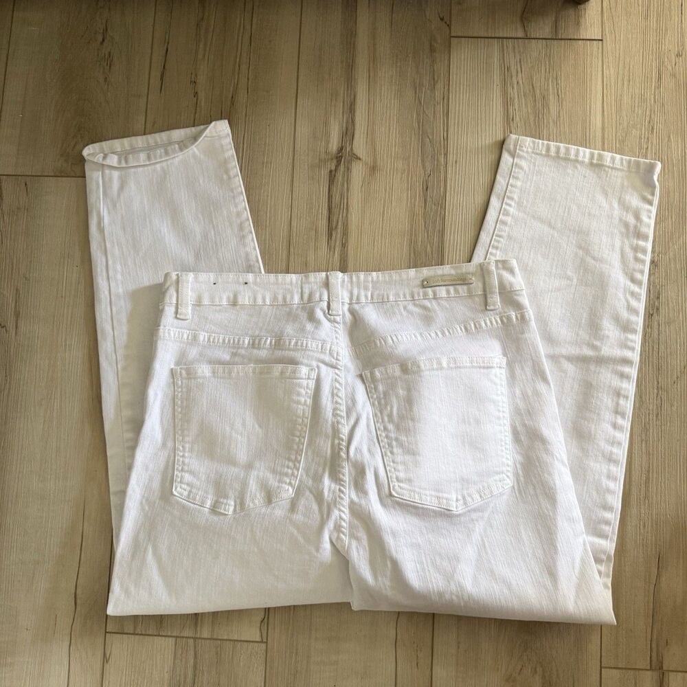 Soft Surroundings Womens White Mid Rise Five Pocket Stretch  Crop Jeans Size 14